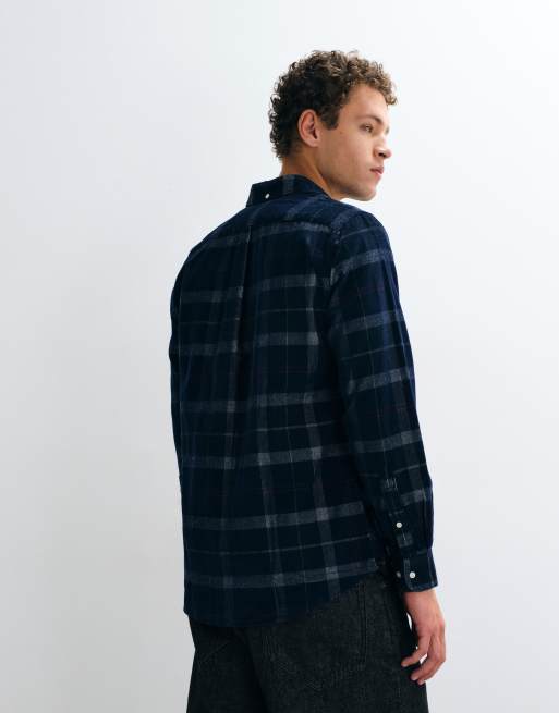 Barbour Blair long sleeve tailored tartan cord shirt in blue, 4 of 5
