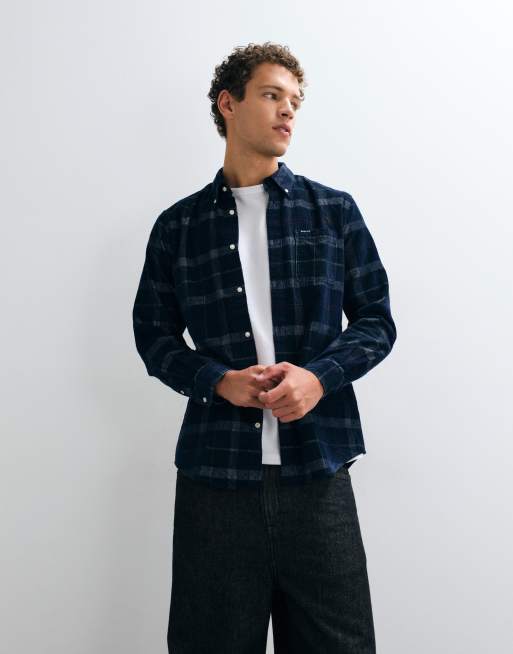 Barbour Blair long sleeve tailored tartan cord shirt in blue, 5 of 5