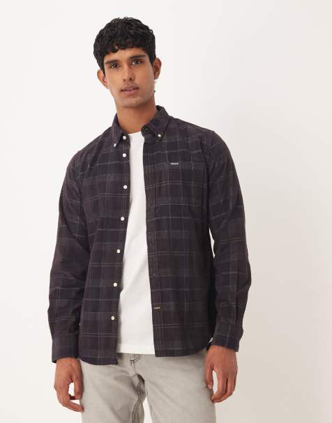 Barbour Blair tailored tartan cord shirt in midnight oak tartan - BROWN - view 1