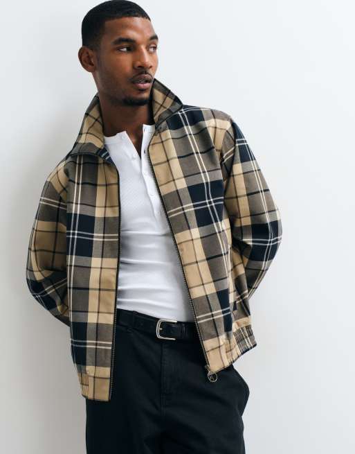 Barbour Blouson showerproof tartan check jacket in beige, 2 of 5