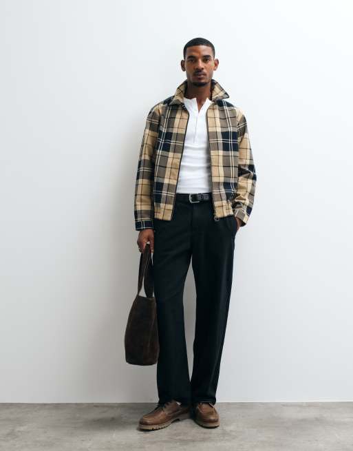Barbour Blouson showerproof tartan check jacket in beige, 3 of 5