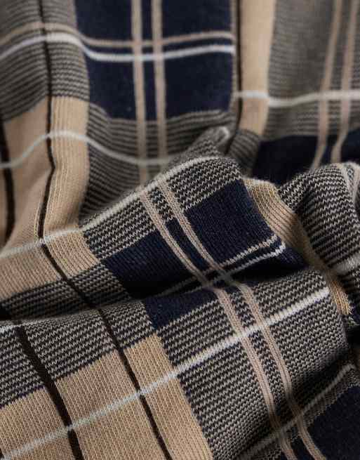 Barbour Blyth tartan check socks in beige, 3 of 3