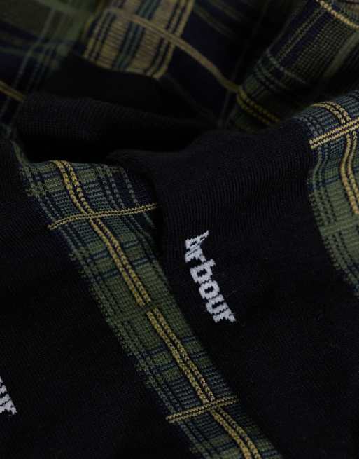 Barbour Blyth tartan check socks in green, 3 of 3