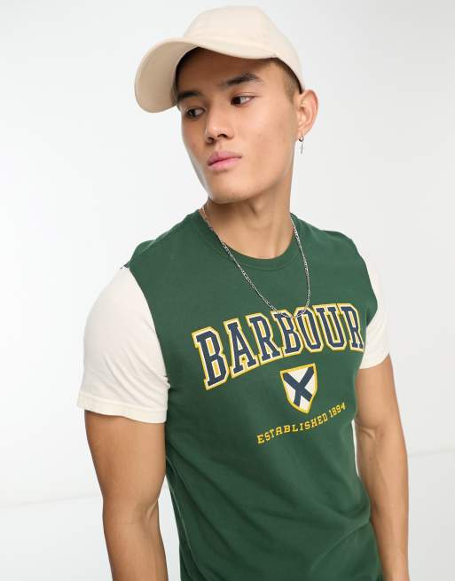 Barbour Bodleian varsity t shirt in green ASOS