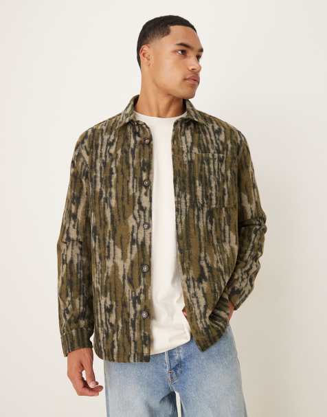 Barbour Boldon relaxed wool blend overshirt in dark green - MGREEN - view 1