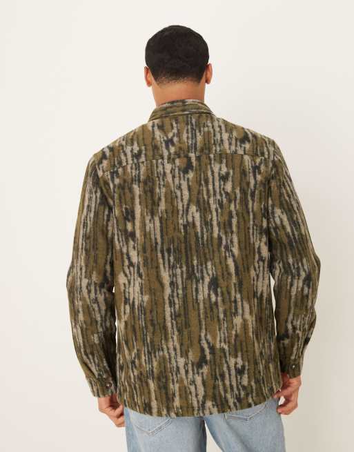 Barbour Boldon relaxed wool blend overshirt in dark green - MGREEN, 3 of 5