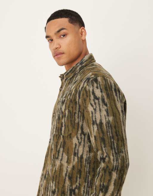 Barbour Boldon relaxed wool blend overshirt in dark green - MGREEN, 4 of 5