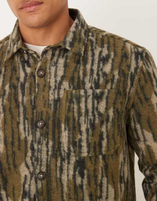 Barbour Boldon relaxed wool blend overshirt in dark green - MGREEN, 5 of 5
