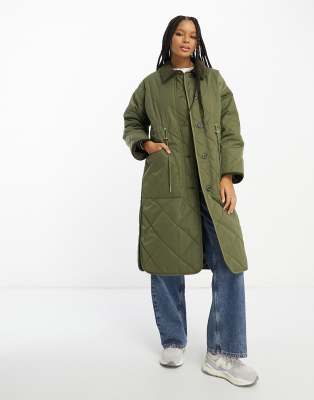 Barbour Bonnyrigg long quilted jacket in green