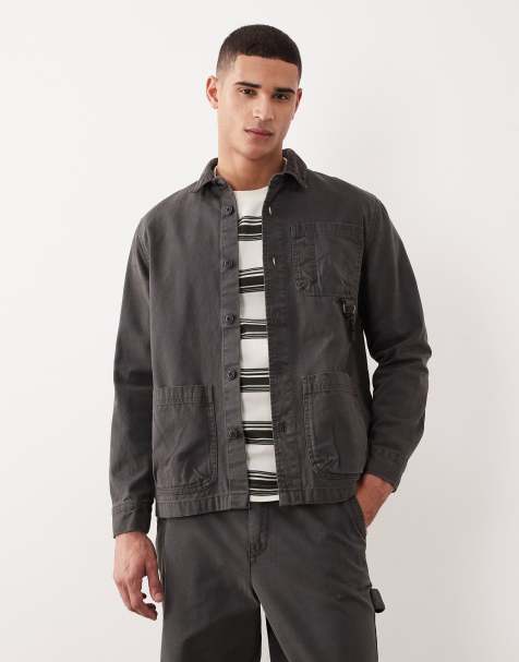Barbour bowland garment dyed overshirt in black - view 1