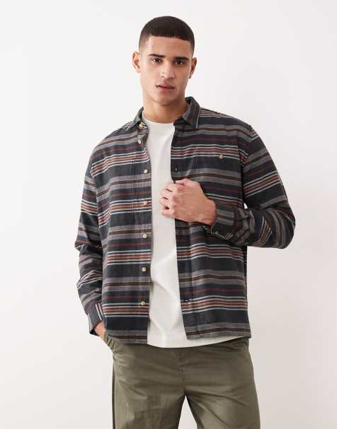 Barbour bowscale striped relaxed shirt in charcoal marl