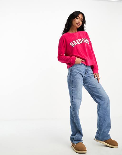 Barbour Bracken logo sweatshirt in bright pink - PINK, 3 of 4