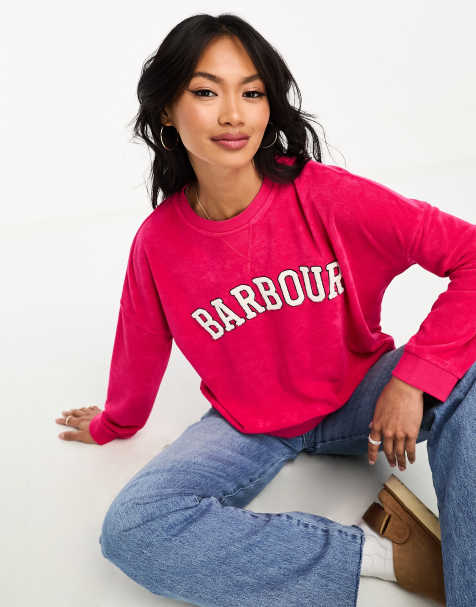 Barbour Bracken logo sweatshirt in bright pink - view 1
