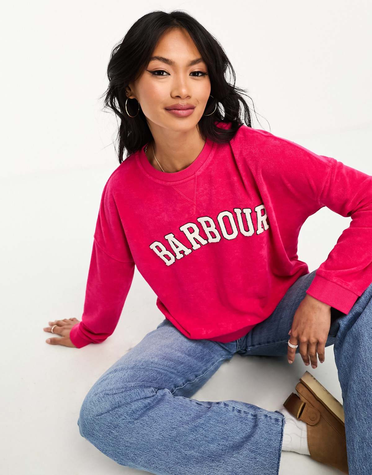 Barbour Bracken logo sweatshirt in bright pink