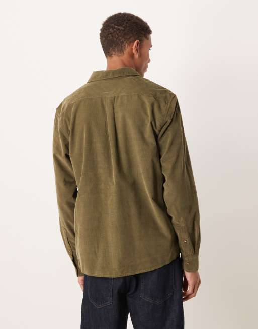 Barbour Bramside relaxed cord shirt in olive green - MGREEN, 3 of 5
