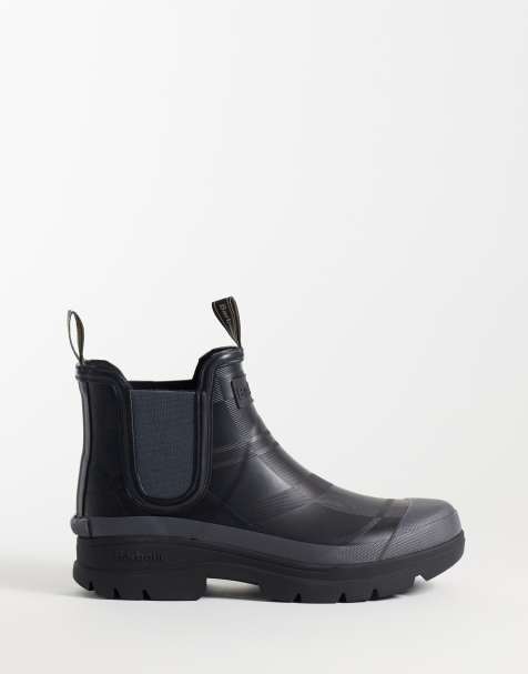 Barbour Breacon chelsea welly boots in black/dark grey - view 1