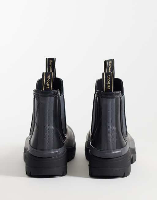 Barbour Breacon chelsea welly boots in black/dark grey, 4 of 5