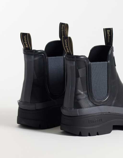 Barbour Breacon chelsea welly boots in black/dark grey, 5 of 5