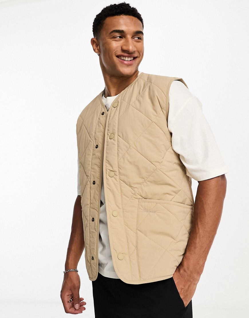 Barbour Brent Liddesdale button up gilet in beige-Neutral