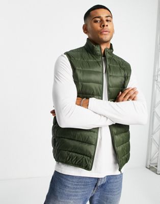 Barbour Bretby gilet with light fibre down fill in olive-Green