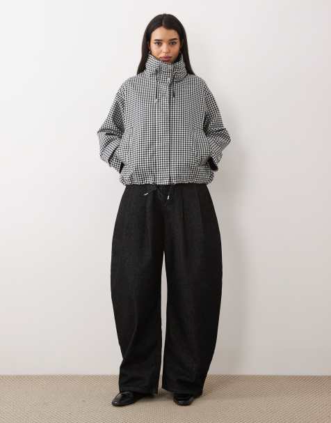 Barbour Bronwyn gingham hooded showerproof jacket in navy