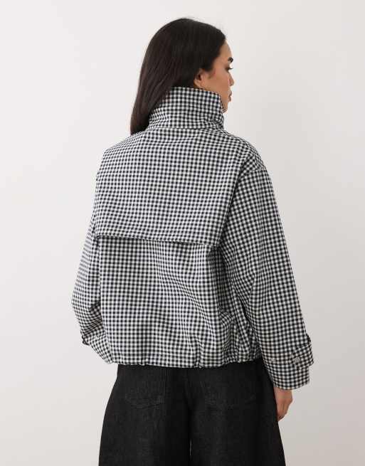 Barbour Bronwyn gingham hooded showerproof jacket in navy, 3 of 4