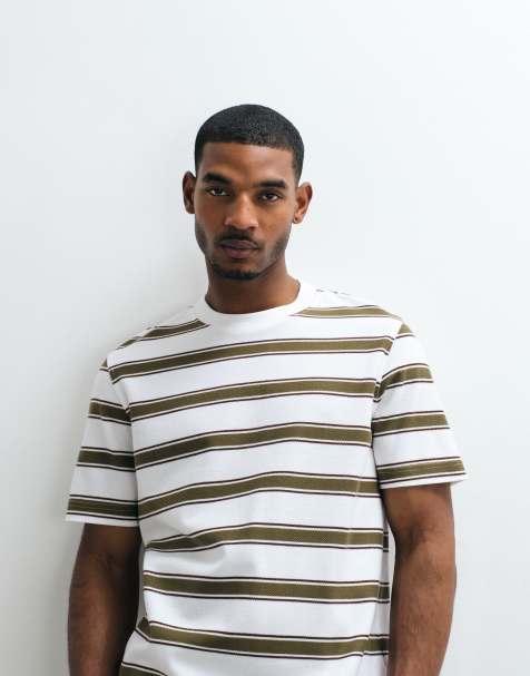 Barbour Browtop relaxed short sleeve striped t-shirt in brown and white - view 1