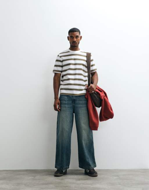 Barbour Browtop relaxed short sleeve striped t-shirt in brown and white , 2 of 5