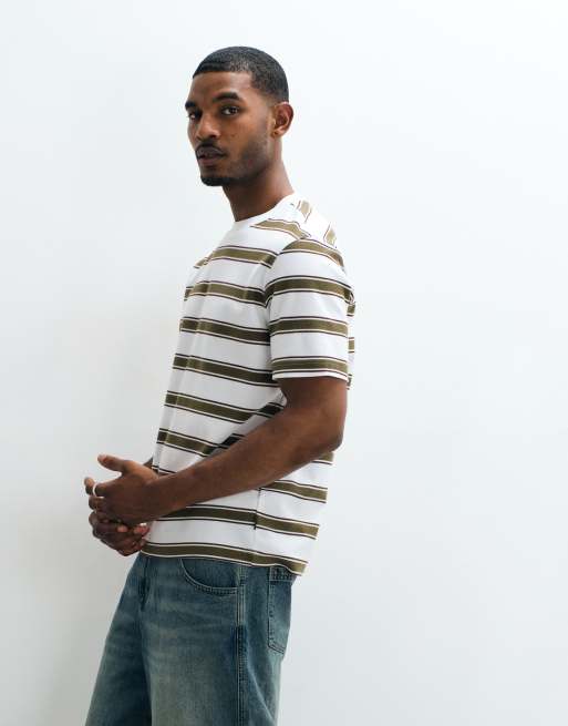 Barbour Browtop relaxed short sleeve striped t-shirt in brown and white , 3 of 5