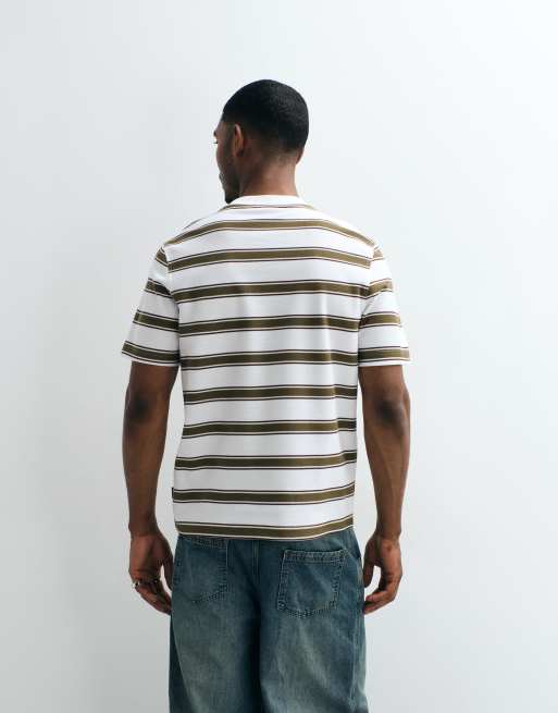 Barbour Browtop relaxed short sleeve striped t-shirt in brown and white , 5 of 5