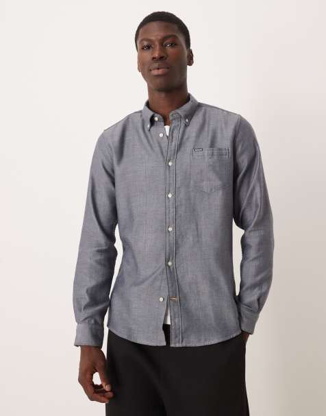 Barbour Buckley tailored herringbone shirt in dark navy - NAVY - view 1