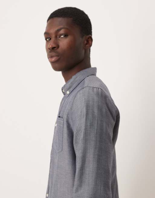 Barbour Buckley tailored herringbone shirt in dark navy, 4 of 5