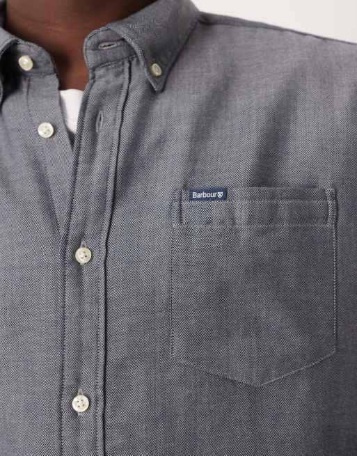 Barbour Buckley tailored herringbone shirt in dark navy, 5 of 5