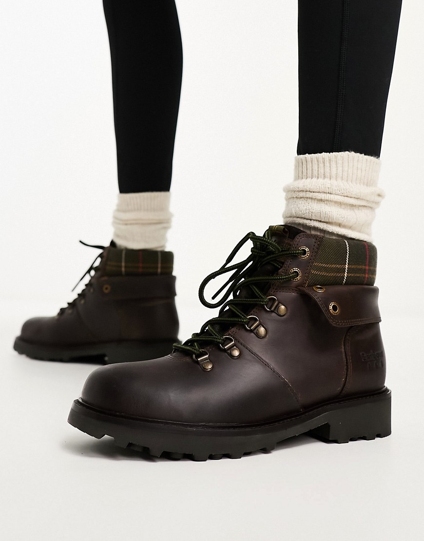 Barbour Burne lace up leather hiker boots in brown