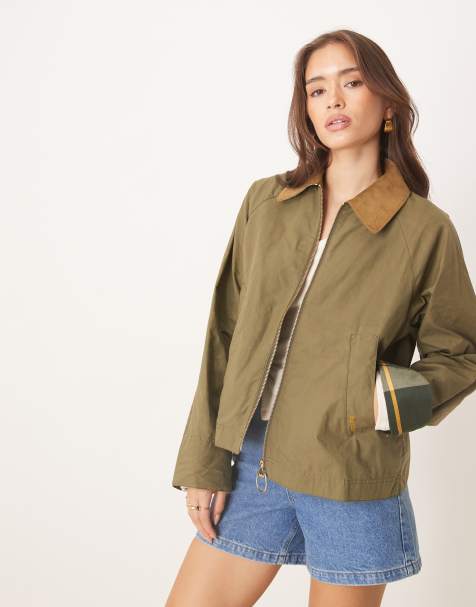 Barbour Caitlin showerproof jacket in dusky green / ancient tartan - view 1