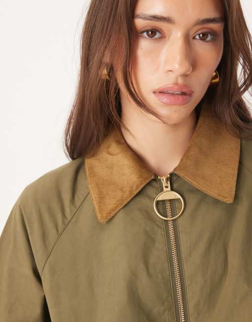 Barbour caitlin showerproof jacket in dusky green/ancient tartan