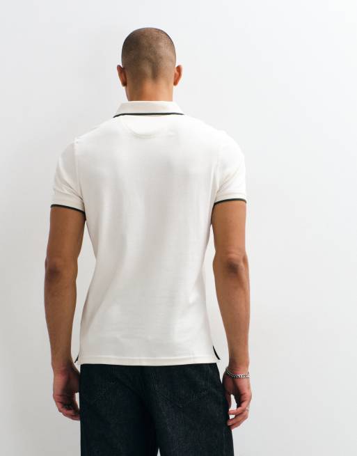 Barbour Callock short sleeve tailored logo polo shirt in white, 3 of 5