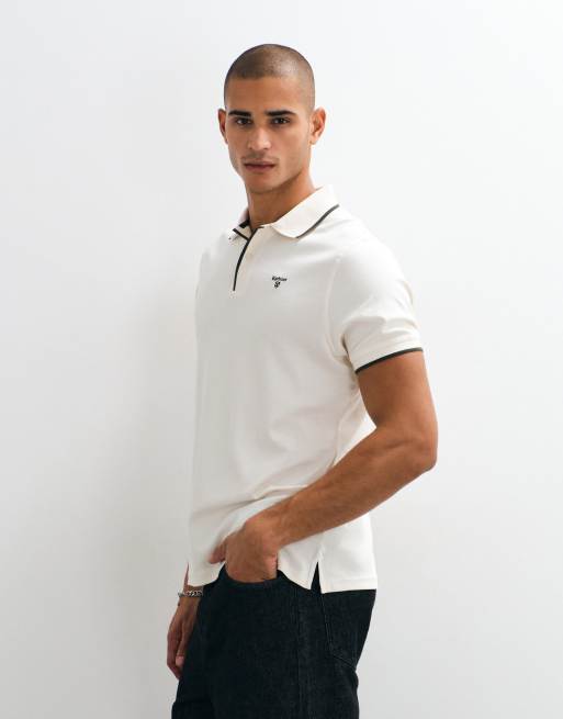 Barbour Callock short sleeve tailored logo polo shirt in white, 5 of 5