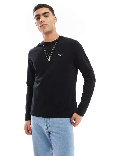 Barbour Caper long-sleeved pique t-shirt in black - view 1