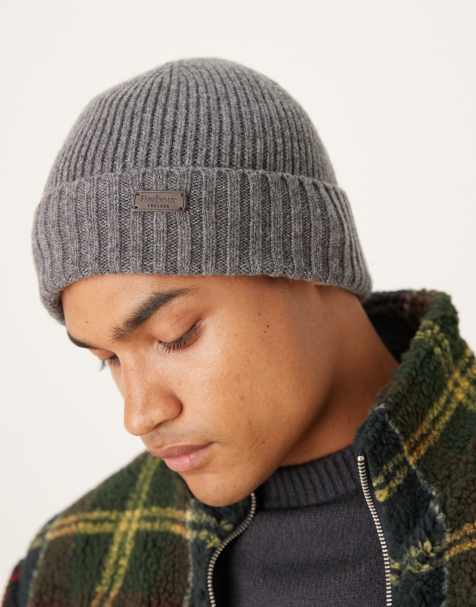 Barbour Carlton beanie hat in grey  - view 1