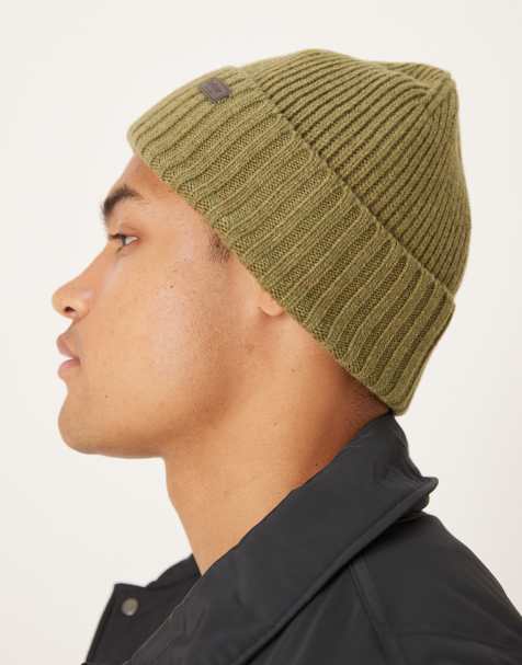 Barbour Carlton beanie hat in light moversizeds - LGREEN - view 1
