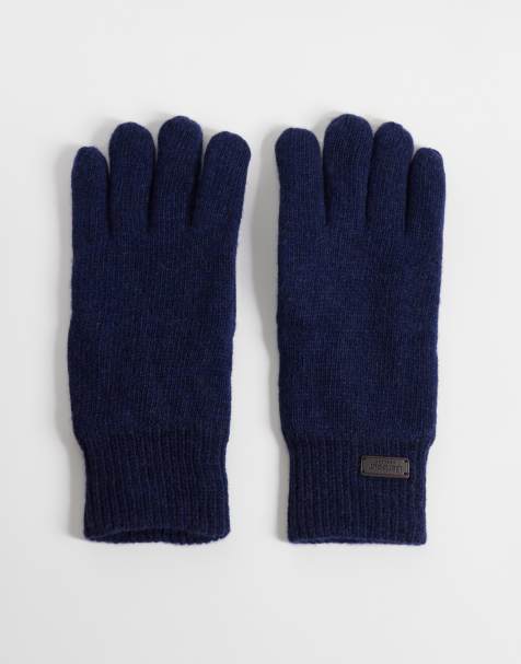 Barbour Carlton knitted gloves in navy - view 1