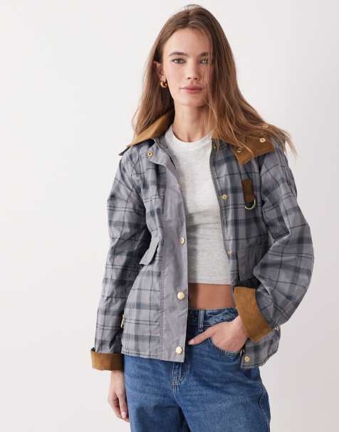 Barbour Carnforth tartan check wax jacket in blue - view 1