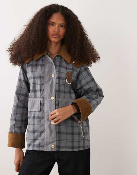 Barbour Carnforth tartan check wax jacket in blue