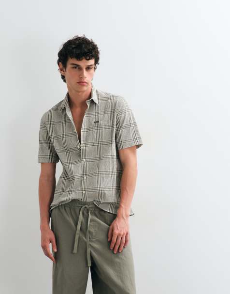 Barbour Carrock checked seersucker short sleeve summer shirt in cream