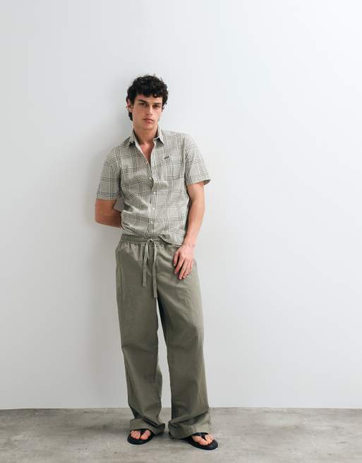 Barbour Carrock checked seersucker short sleeve summer shirt in cream, 5 of 5