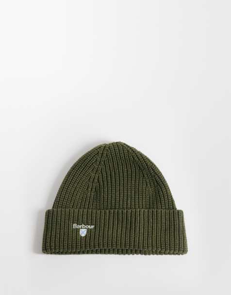 Barbour Cascade knitted logo beanie in green - view 1