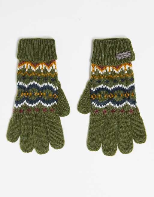 Barbour｜ (Case Fair Isle Gloves - Olive (MGL0128 OL11)) Barbour Case fair isle gloves in olive | ASOS