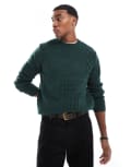[Barbour] Barbour Casey cable crew neck sweater-Green Chest 38 Seaweed