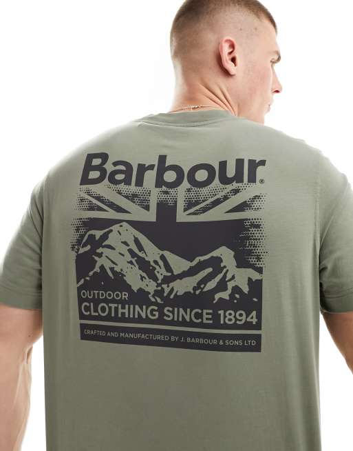 Barbour Catterick t shirt with back print in khaki